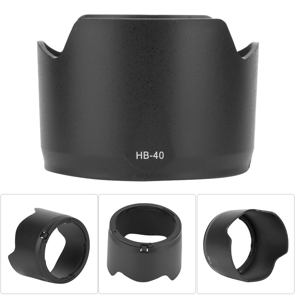 Lens Hood & Cap Combo For Nikon AF-S 24-70mm F/2.8G ED - HB-40 Style Hood + 77mm Center Pinch Lens Cap, Snap-Clip Design