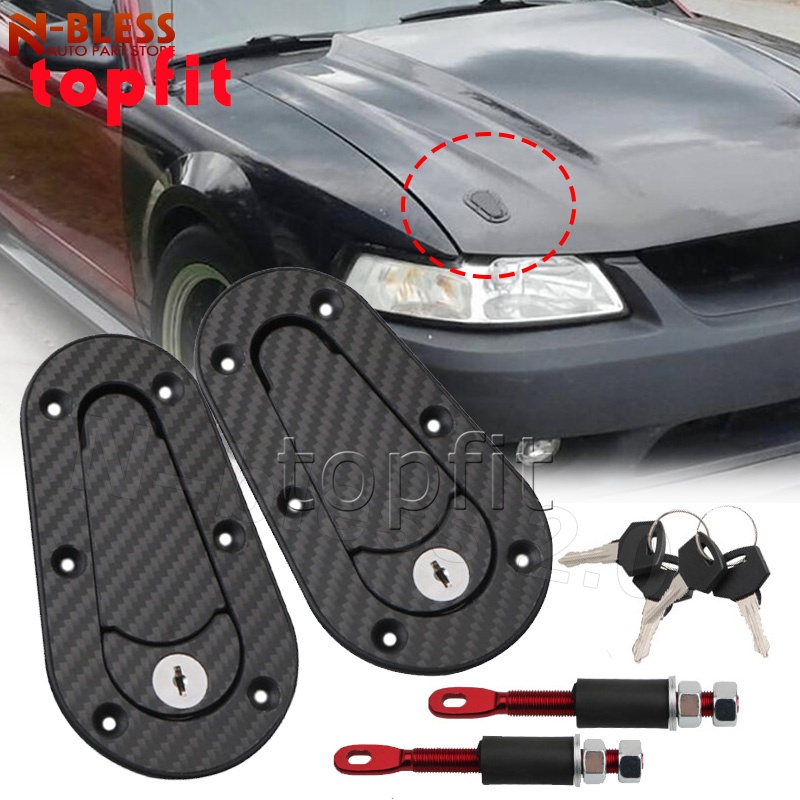 D1 Spec Black Carbon Fiber Universal Racing Car Hood Pin Engine