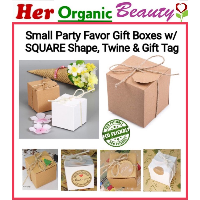 (3 Pieces) Small Party Favor Gift Boxes w/ SQUARE Shape, Twine & Gift ...