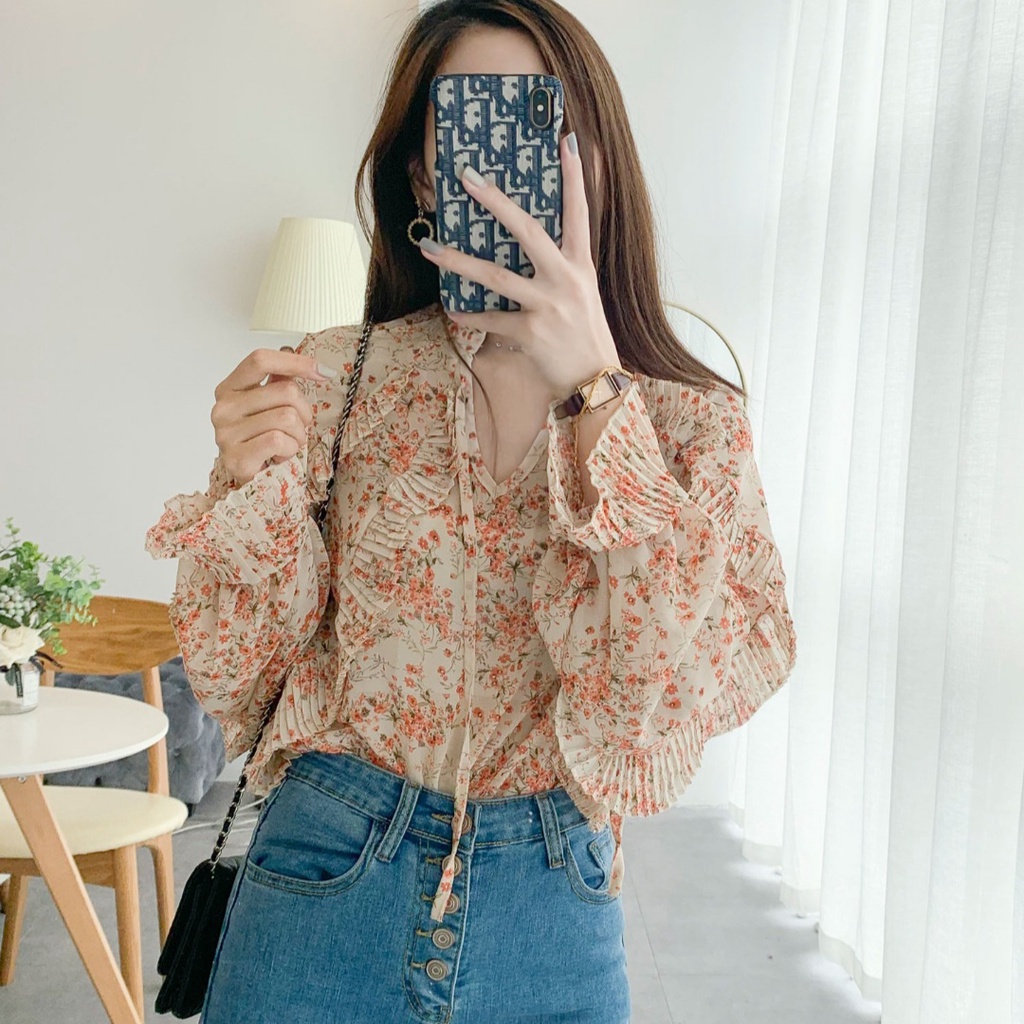 Tm - 8680 Imported Petra Layered Ruffle Blouse | Shopee Philippines