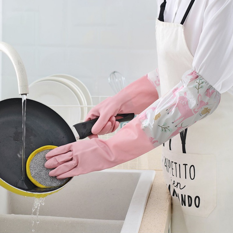 Latex Long Gloves Dish washing Gloves Laundry Kitchen Cleaning Waterproof  Thick Latex Rubber Gloves