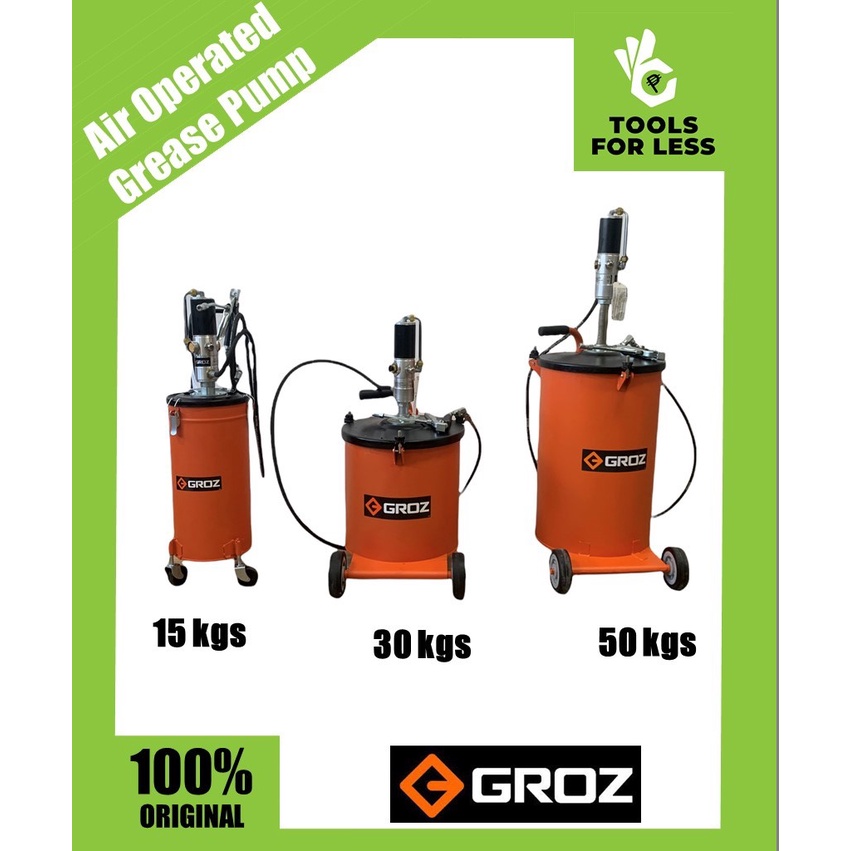 Groz Air Operated Pneumatic Grease Pump in 15kg. 30kg, and 50kg