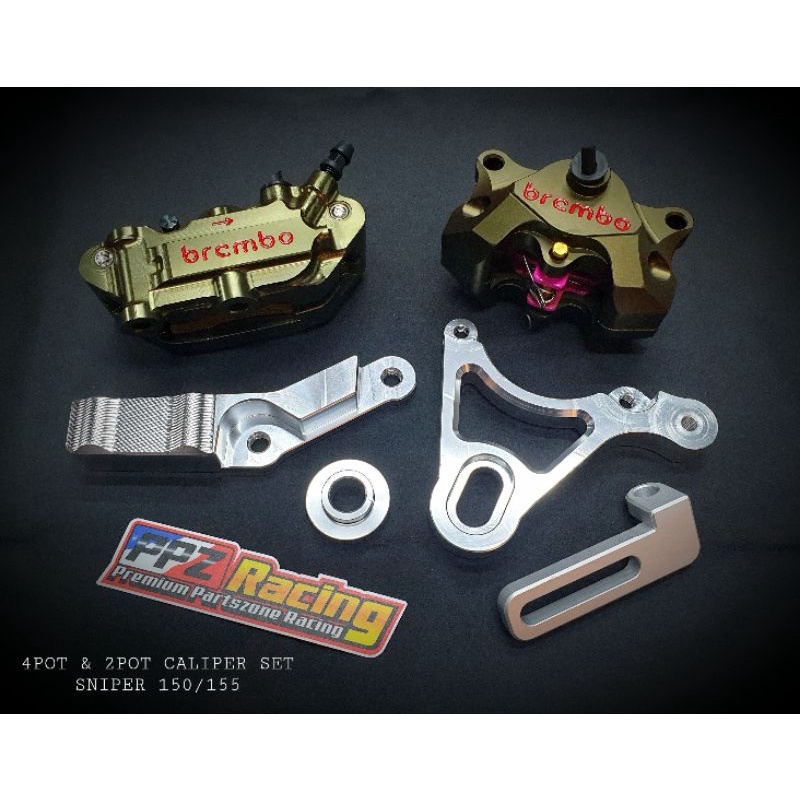 BRAKE CALIPER SET (4POT & 2POT) W/ CNC BRACKET SNIPER 150/155