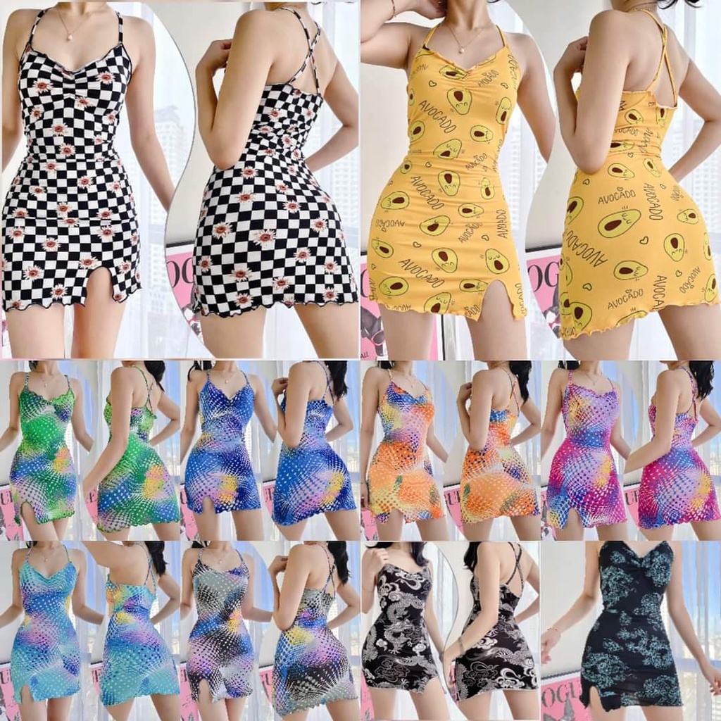 H&H #5943 Zoey Spaghetti Lettuce Crisscross Dress Fashion Bodycon Damit ...