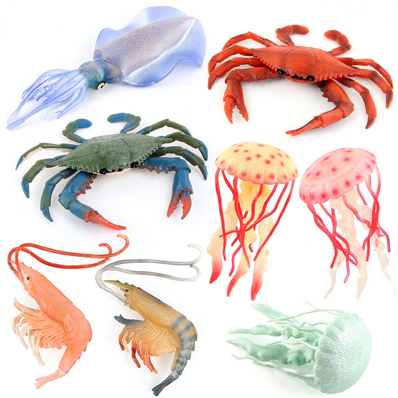 Children Toys Simulation Solid Jellyfish Shrimp Crab Squid Early