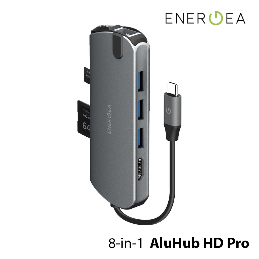 Energea AluHub HD Pro 8in1 Aluminum 3.1 USB-C Hub w/ Integrated SD Card ...