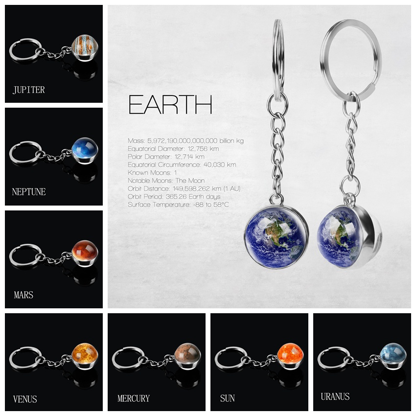 Solar System Planet Keyring Galaxy Nebula Space Keychain Moon Earth Sun ...