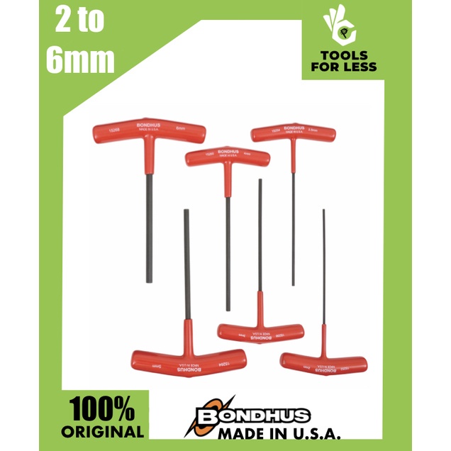 6 pc. Bondhus THandle Hex Key Allen Wrench Set 2 to 6mm 15248 Made in