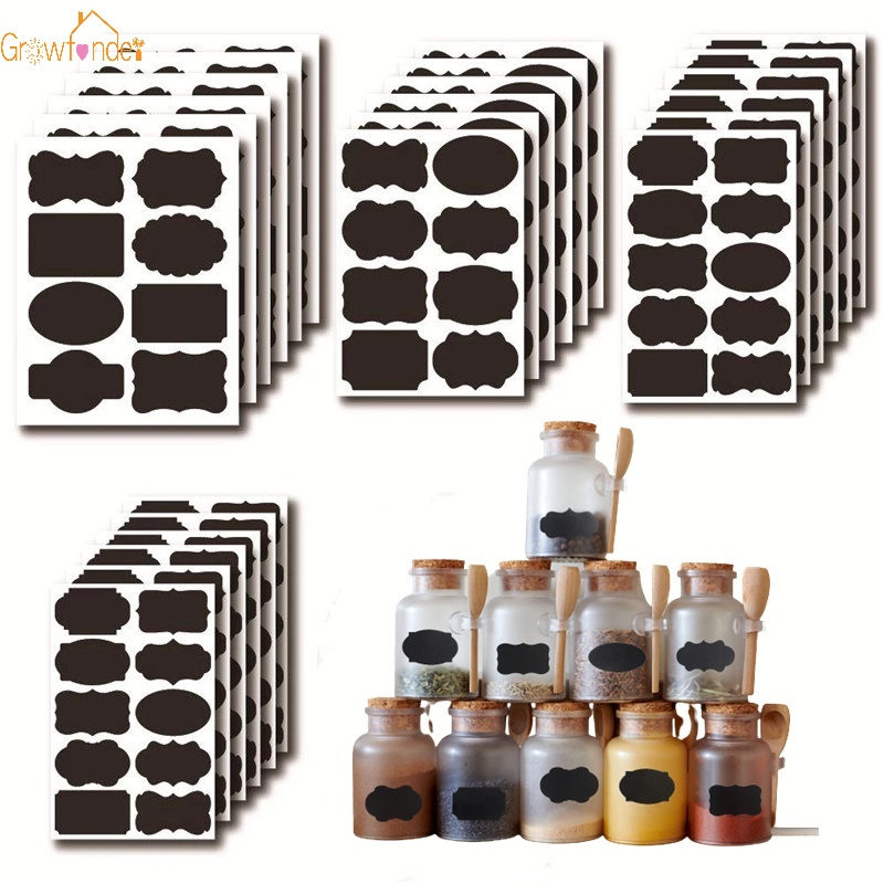 1 Sheet Waterproof Chalkboard Kitchen Spice Label Stickers Home Jars ...