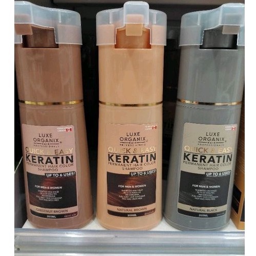 luxe organix quick and easy Keratin permanent hair colour shampoo 200ml