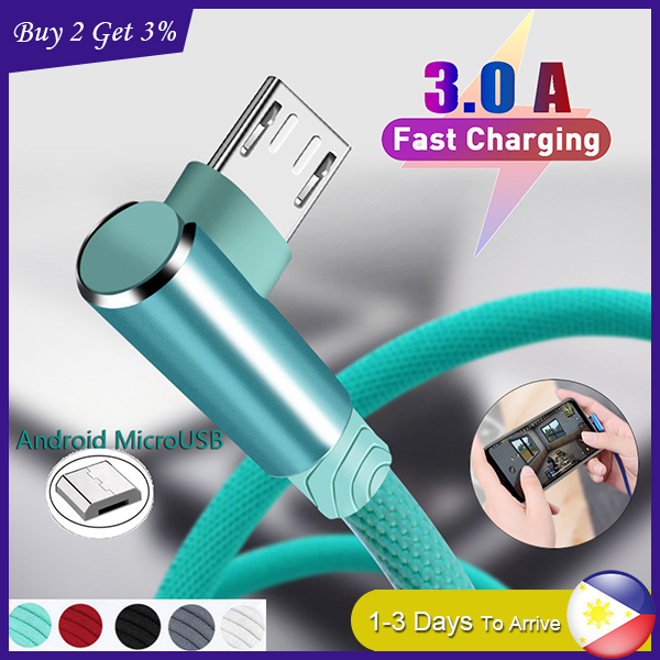 (COD) 2m / 3m 3A fast charging cable + 90 degree data sync cables scene