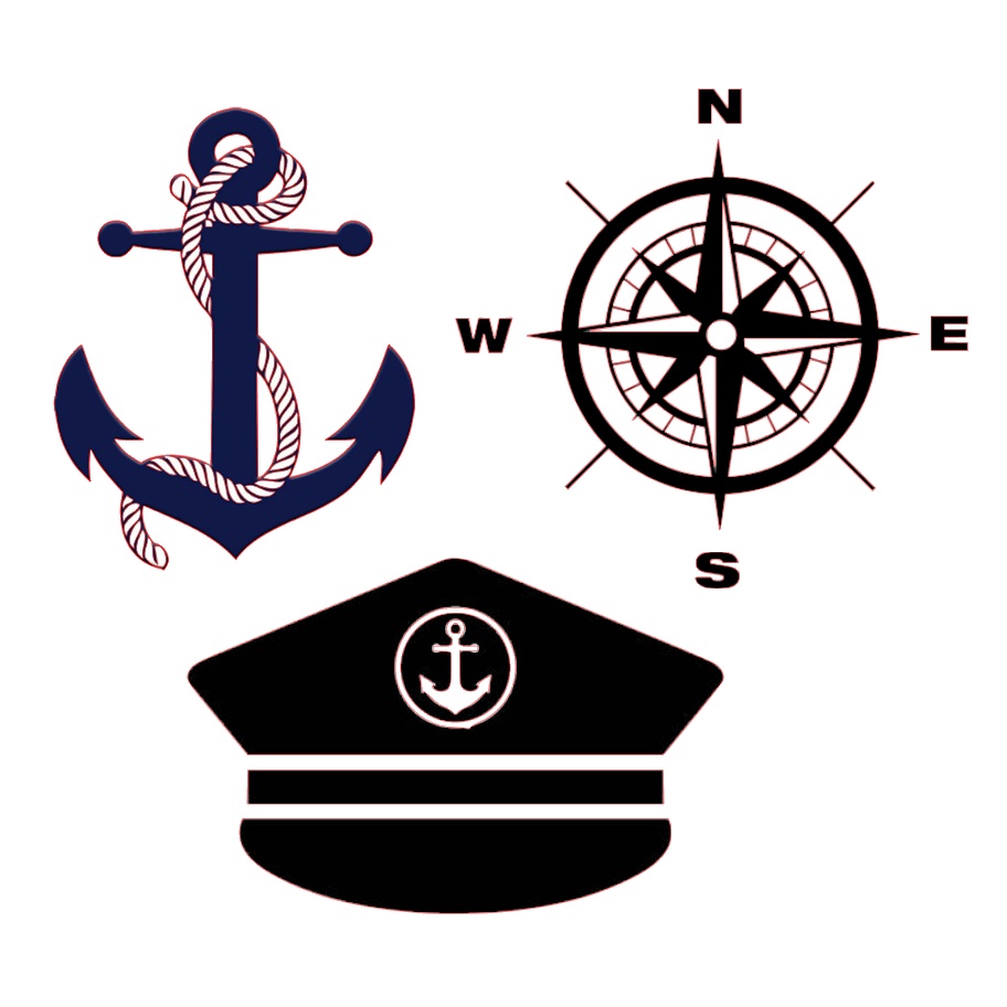 Seafarer Seaman Mariner's cap, Compass and Anchor Vinyl Decals