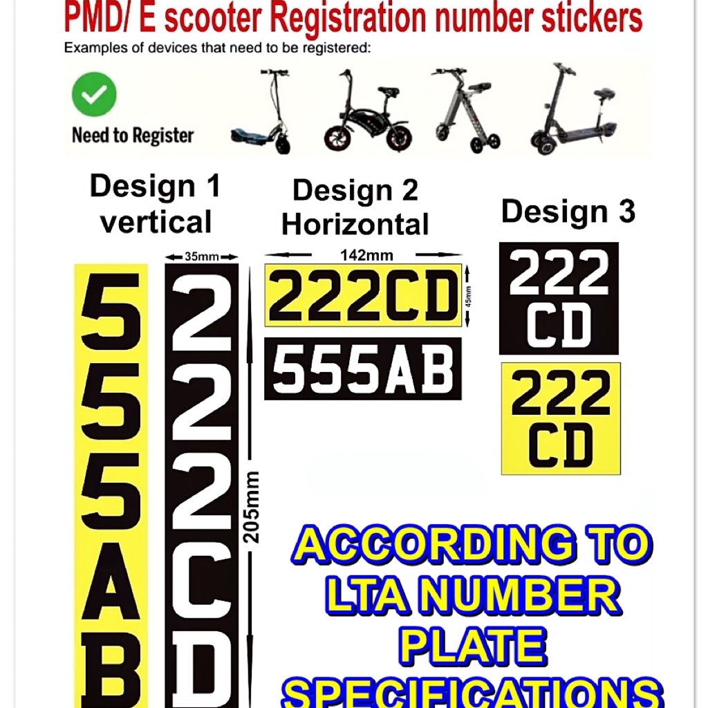E-Scooter PMD LTA COMPLIANT Identification Number Sticker | Shopee ...