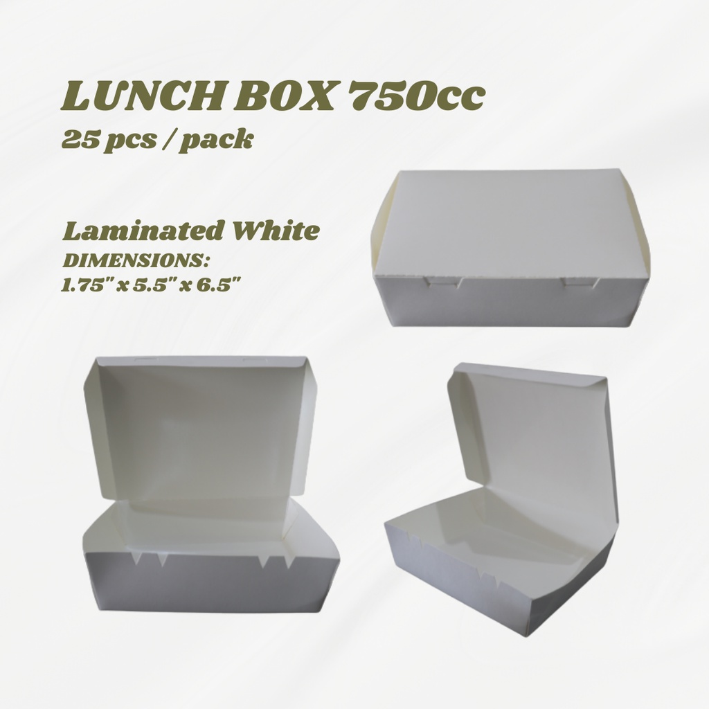 Paper Meal Lunch Box 750CC Laminated White (25pcs/pack) | Shopee ...