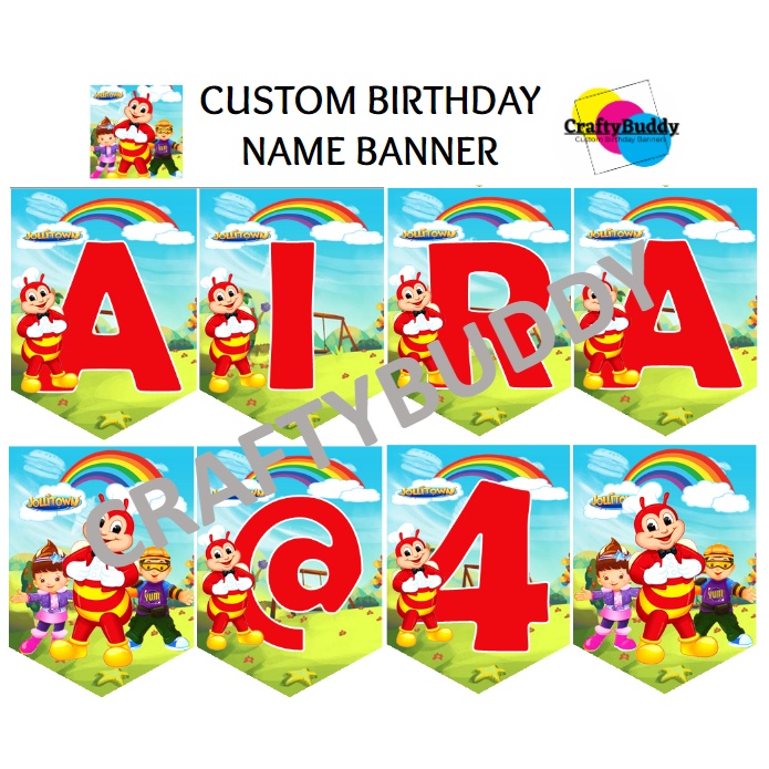 Jollibee Jollitown Buntings Name Birthday Banner Sold Per Flagpiece