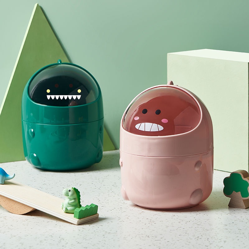 Cartoon Dinosaur Shape Clamshell Desktop Mini Trash Can Office Cute ...