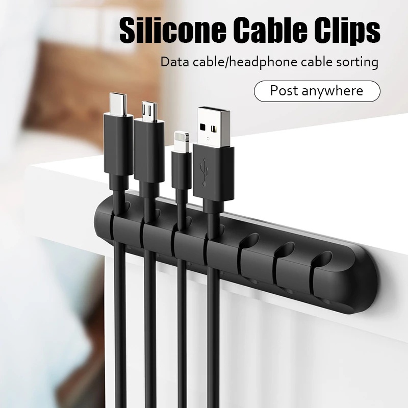 Cable Organizer Silicone USB Cable Desktop Management Clips Cable ...