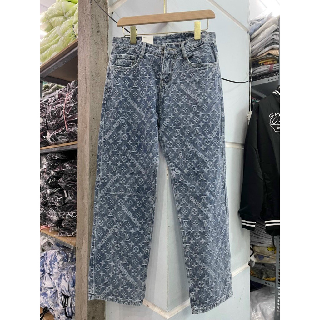 Men's Baggy Jeans With LV Pattern High Quality - wide tube, basic