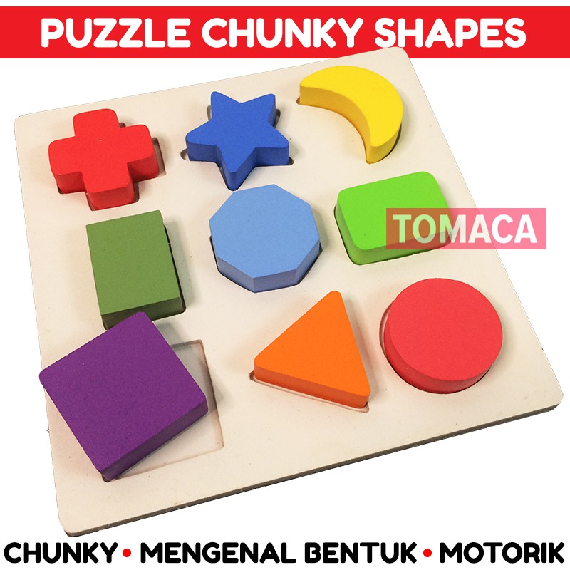 KAYU Children's Educational Toys Wooden Puzzle Chunky Shape Wooden ...