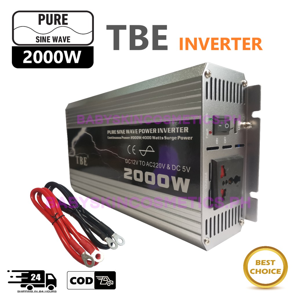 TBE 1000W 1500W 2000W Pure Sine Wave Car Power Inverter 12V DC To AC ...