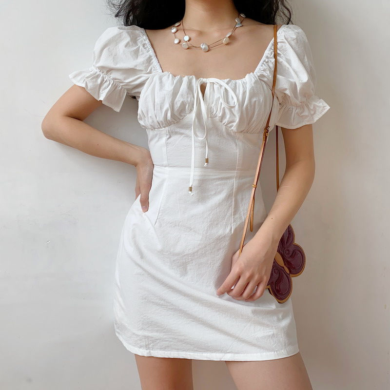 shopee white dress Zooey Summer Party Black / XL the waist band is stretchy as well French Court Style Dress Retro