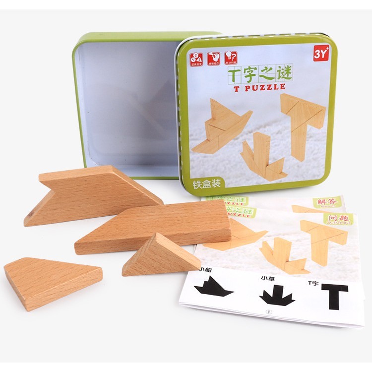 Children Development Geometric Tangram T Puzzle Wooden Jigsaw Puzzle ...