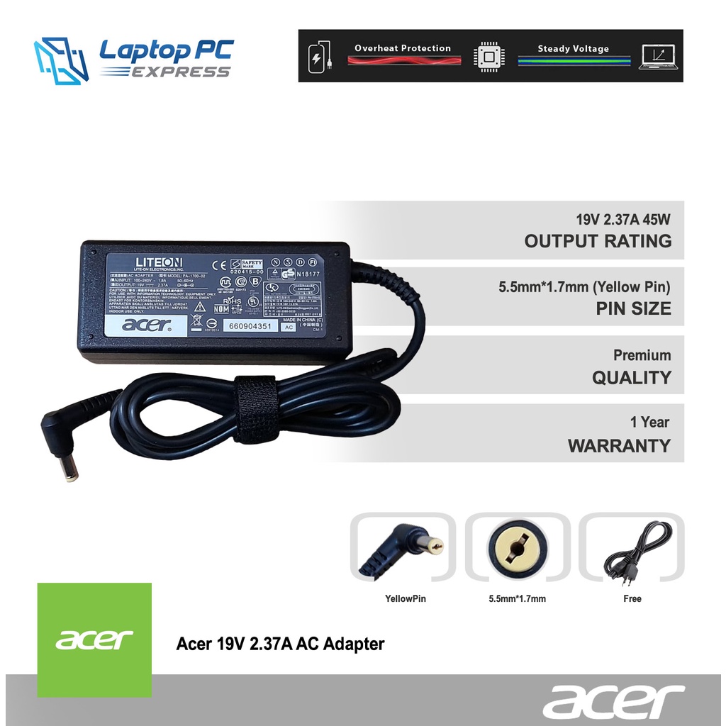 Acer Aspire E5-721, E5-731 Acer Laptop Adapter charger model: PA-1450 ...