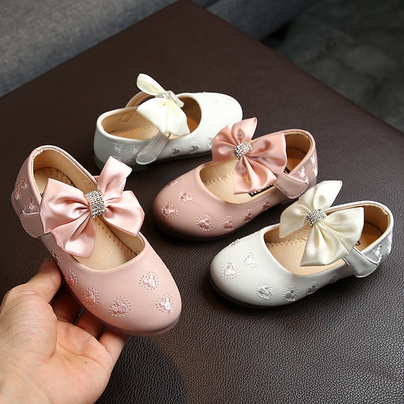 Toddler Girls Ballet Flats Shoes Cartoon Bow Design Princess Soft Soled