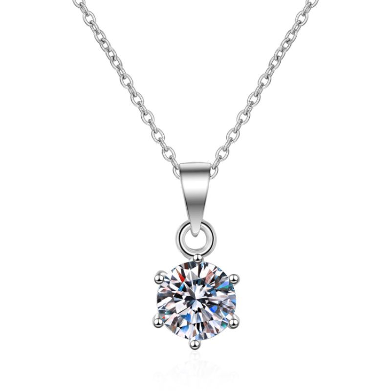 Moissanite Elegance: Trendy Jewelry Pendant Set in S925 Sterling Silver with Platinum-Plated Diamonds