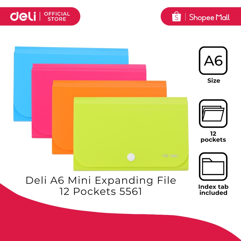 Deli 5561 File Organizer- A6 Mini Expanding File 12 Pockets (1PC ...