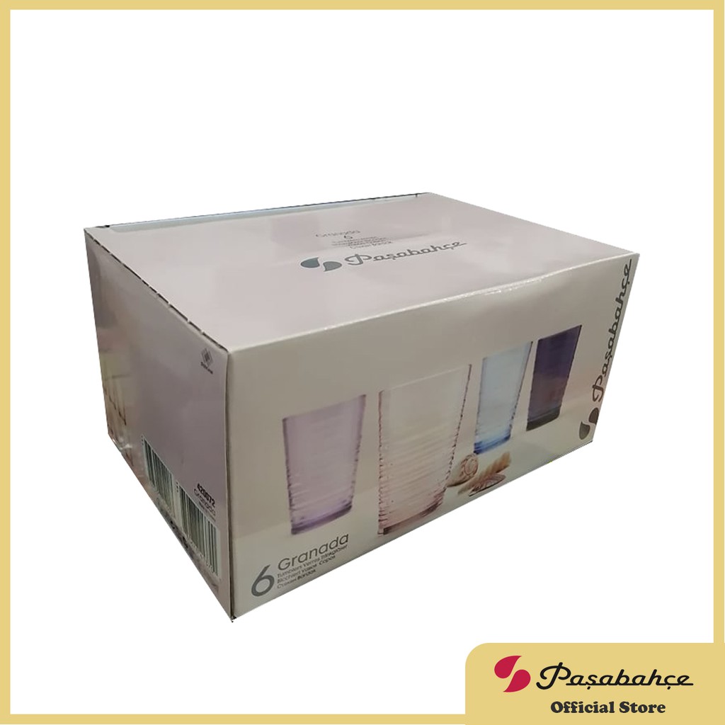 Pasabahce Granada Rock Coloured Glass 290cc 9¾oz, Set of 6 (Pink ...