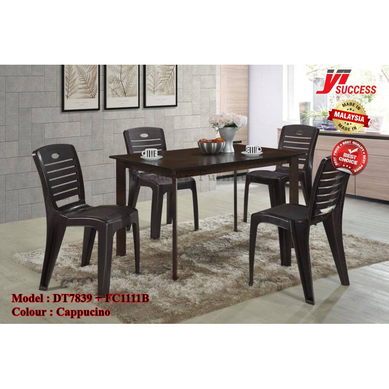 Yi Success Razo Dining Table Set / Wooden Dining Table / Plastic Chair