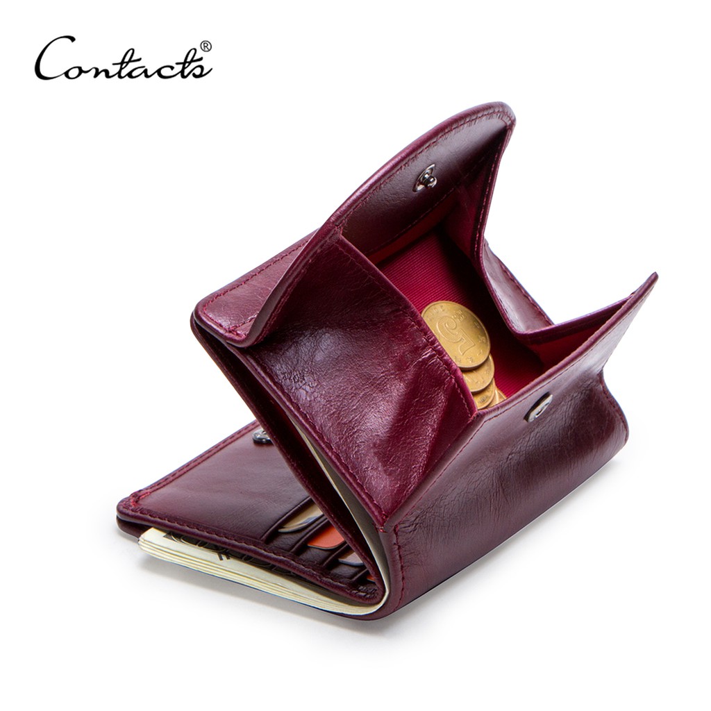 CONTACT'S Genuine Leather Wallet Women Money Clips Rfid Card Femal Purse  Clip Small Coin Wallets