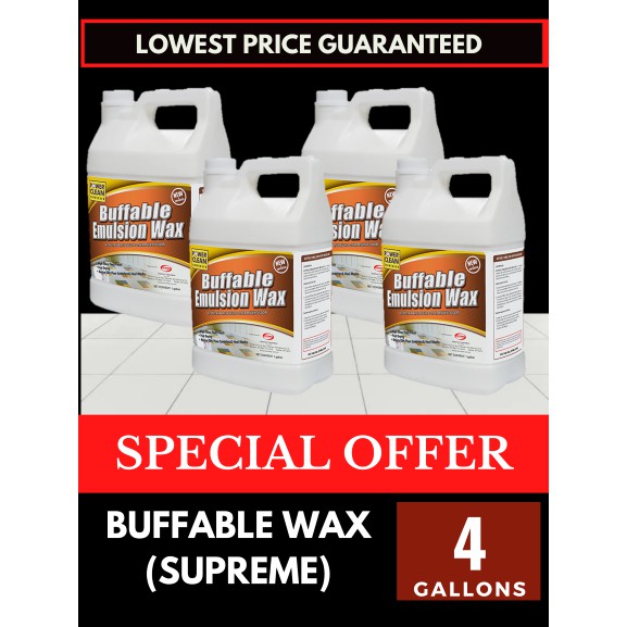 *PACK OF 4 GALLONS* Buffable Floor Wax Polish SUPREME Emulsion Shine ...