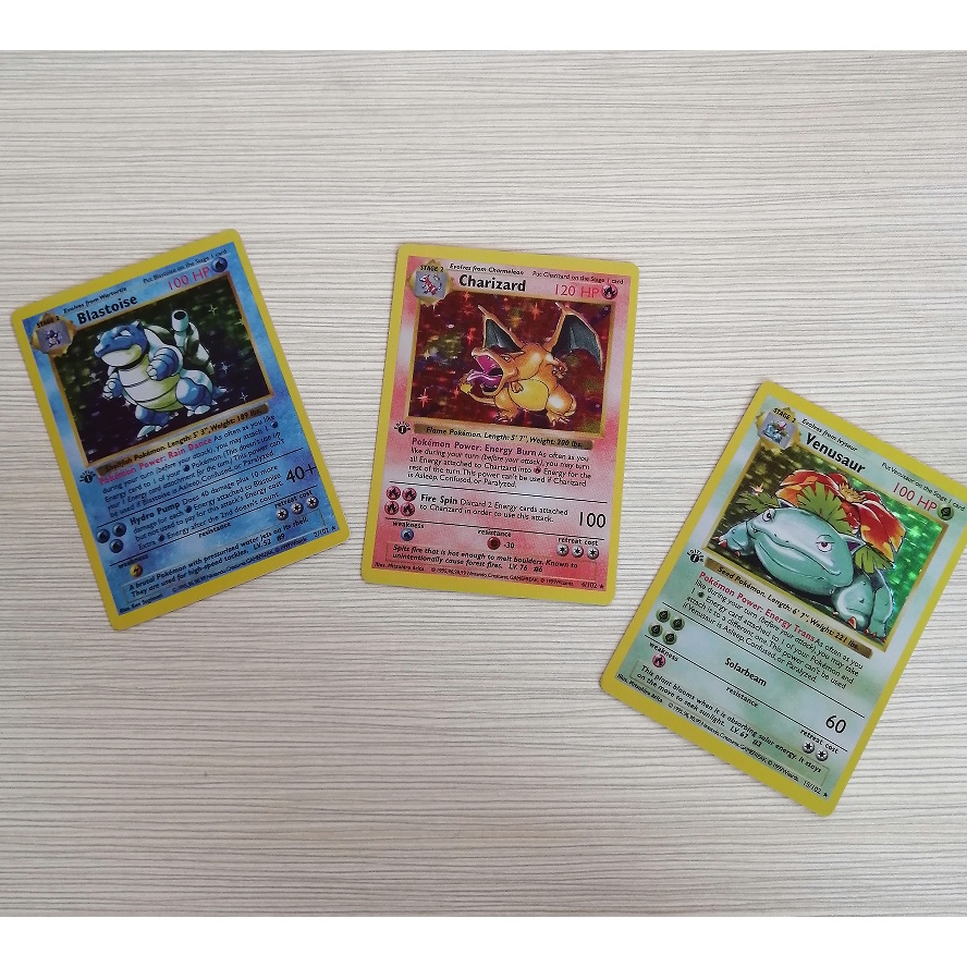 1996 Years Pokemon English Card DIY Pokemon Flash Cards Charizard Blastoise  Venusaur Game Collection Cards | Shopee Philippines