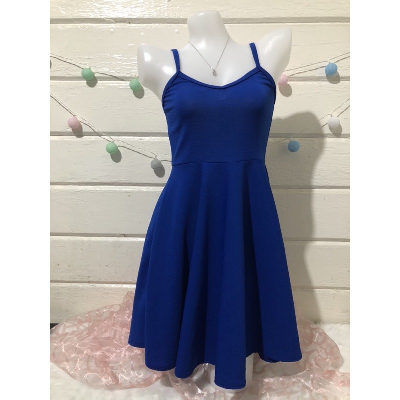 Blue plain outlet dress