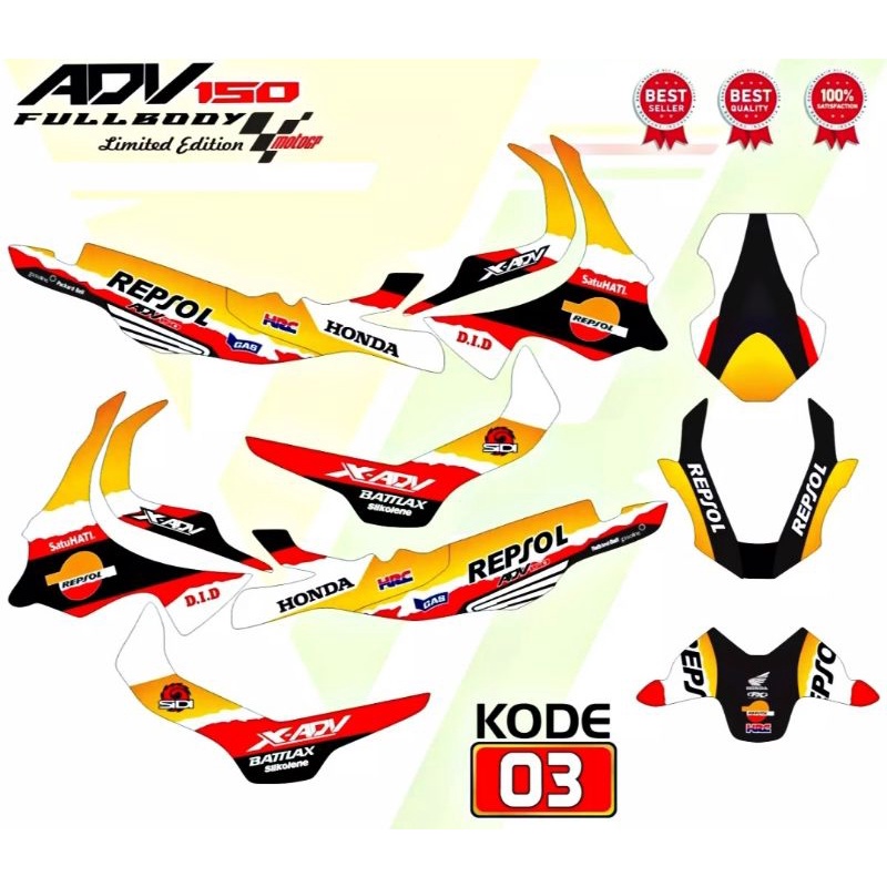 Decal Sticker Striping Variation Fullbody Honda Adv Repsol Mandalika Pertamina Redbull