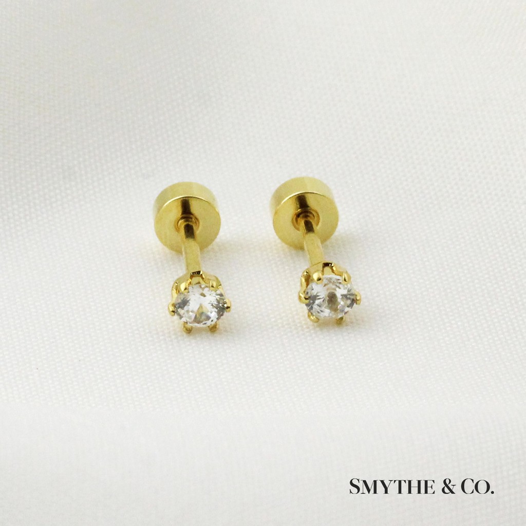 Tiny Black Cz Screw Back Earrings In Sterling Silver By Silver - Foto 4