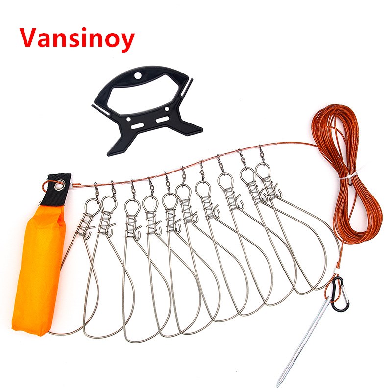 Stainless Steel Fishing Lock With Reel Lanyard Live Fish Hanging Clips  Tackle