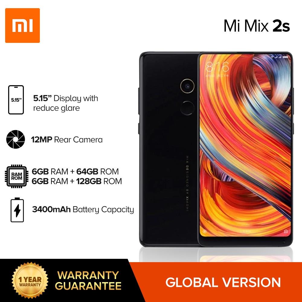 新品未開封 Xiaomi mi mix2s Global版 黒 6G/64G xiaomi-mi-mix-2-5-99-inch-6gb-