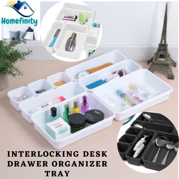 Homefinity 8Pcs Interlocking Desk Drawer Organizer Tray Dividers