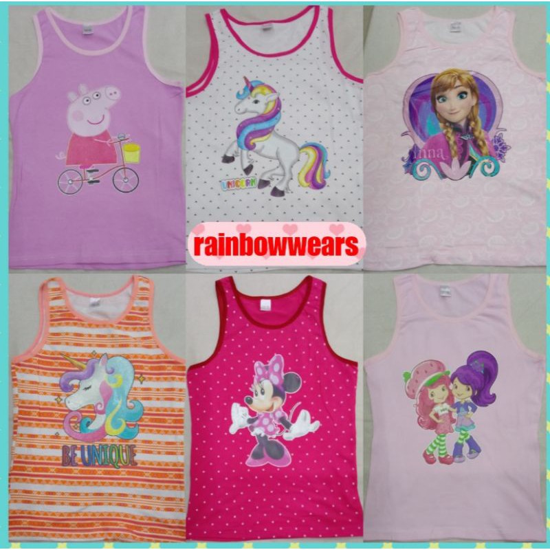COTTON sando kids assorted sticker printed sando for kids girl | Shopee ...