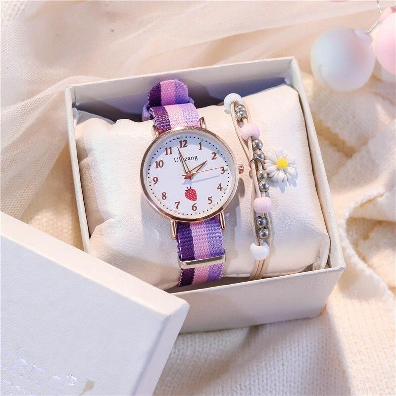 Korean Simple Women Watches Waterproof Fashion Colorful Fabric Strap  Luminous Girls Wrist Watch Ins College Student Watch