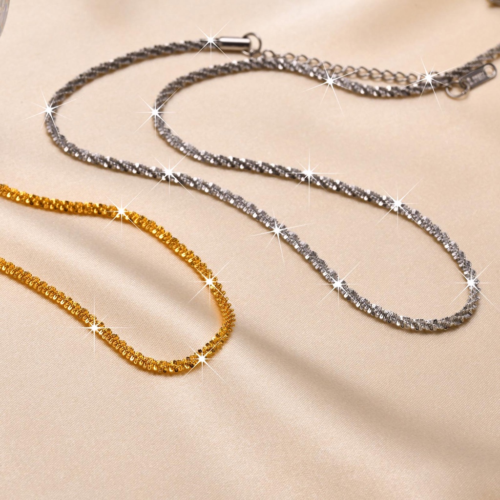 Vnox Sparkle Chain Necklace,Gold and Silver Diamond Shiny Charm Chain