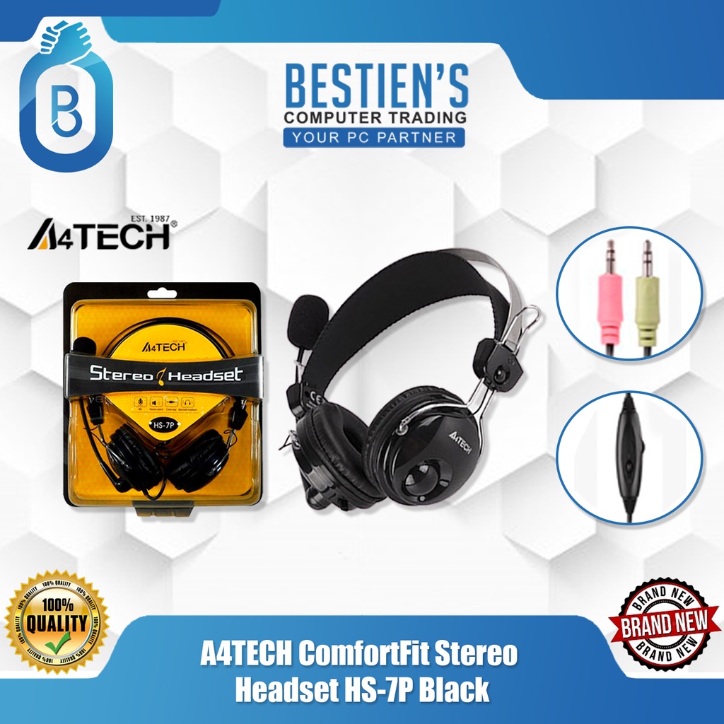 A4TECH ComfortFit Stereo Headset HS 7P Black Shopee Philippines