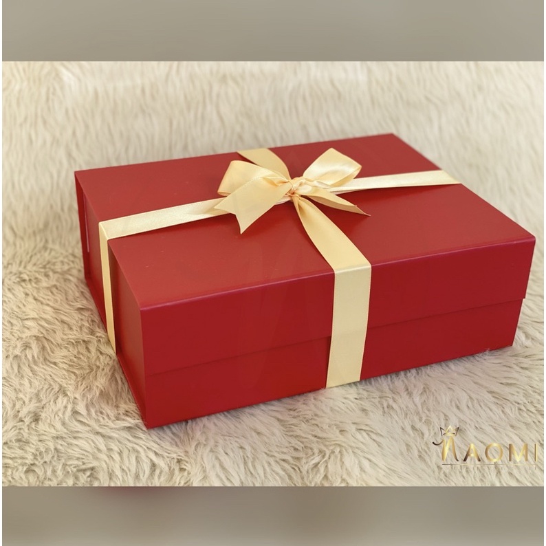 Premium Magnetic Gift Box MEDIUM Red Full ribbon Collapsible Strong ...