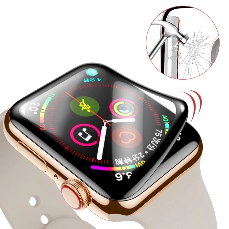 Tempered Glass Full Coverage Apple Watch SE 45mm 41mm 44mm 40mm  38mm 42mm Screen Protector For iWatch Ulrta 49mm