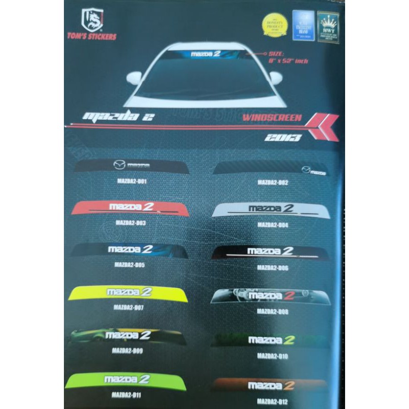 MAZDA 2 FRONT WINDSHIELD CAR STICKER | Shopee Philippines