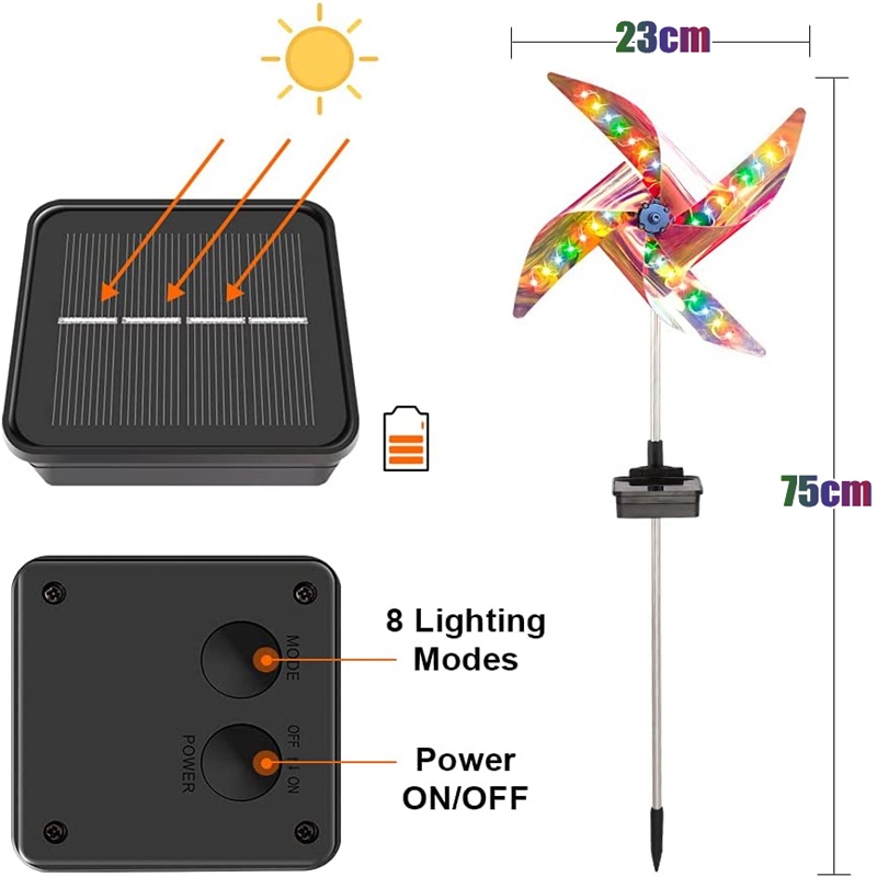 LED Solar Windmill Light Outdoor Waterproof Garden Decorative Lights ...