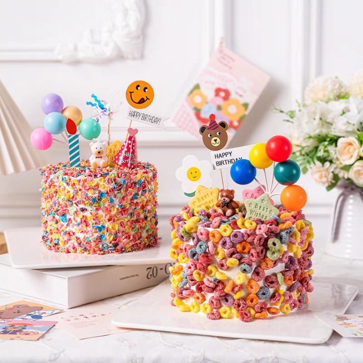 topper creative 3D Rainbow balloon cake topper plug-in baking props ...